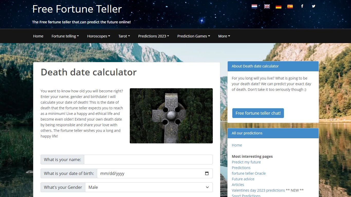 Death date calculator - Free Fortune Teller