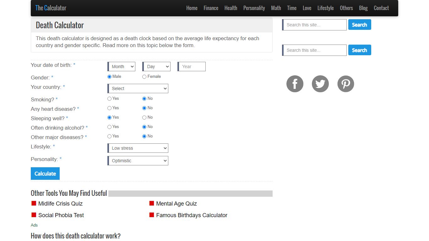 Death Calculator